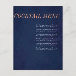 Menu Cocktail, Menu Drink, Navy Blue Wedding Set