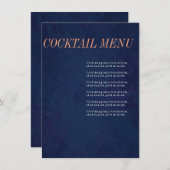 Menu Cocktail, Menu Drink, Navy Blue Wedding Set (Voorkant / Achterkant)