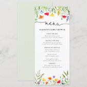 Menu Colorful wildflower Spring baby shower (Voorkant / Achterkant)