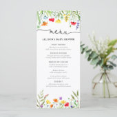 Menu Colorful wildflower Spring baby shower (Staand voorkant)