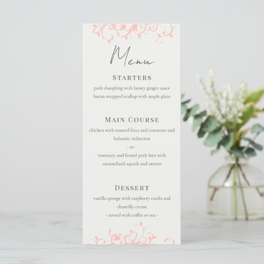 Menu Coral and Cream Wedding (Staand voorkant)