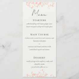 Menu Coral and Cream Wedding
