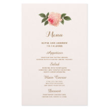 Menu Coral and Gold Wedding