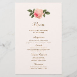 Menu Coral and Gold Wedding