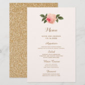 Menu Coral and Gold Wedding (Voorkant / Achterkant)
