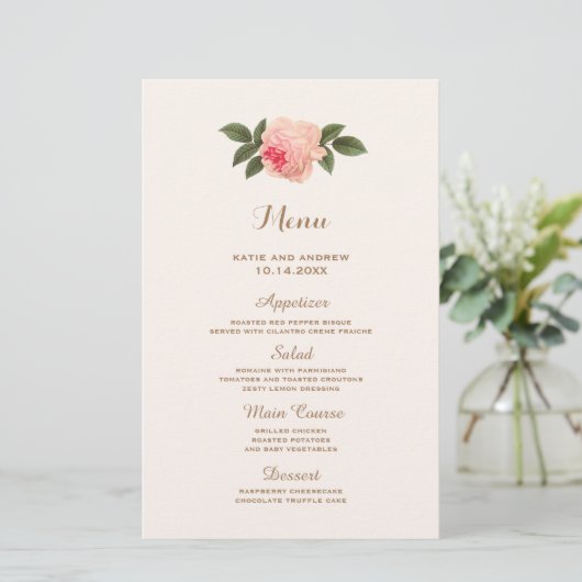 Menu Coral and Gold Wedding (Staand voorkant)