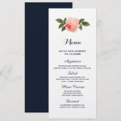 Menu Coral and Navy Blue Wedding (Voorkant / Achterkant)
