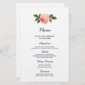 Menu Coral and Navy Blue Wedding (Voorkant / Achterkant)