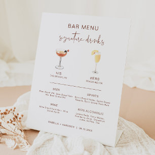 Menu CORIANDER Boho Cocktail Signature Drink Bar Reclamebord Met Voetstuk