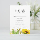 Menu Country Sunflower Keuze RSVP-kaart (Staand voorkant)