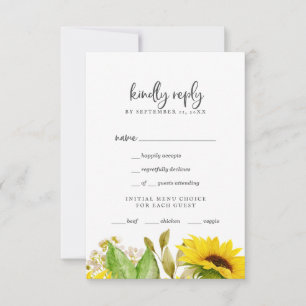 Menu Country Sunflower Keuze RSVP-kaart