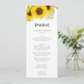 Menu Country Sunflower Weddenschap (Staand voorkant)