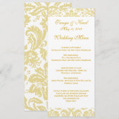 Menu Cream Gold Floral Damask Wedding (Voorkant / Achterkant)