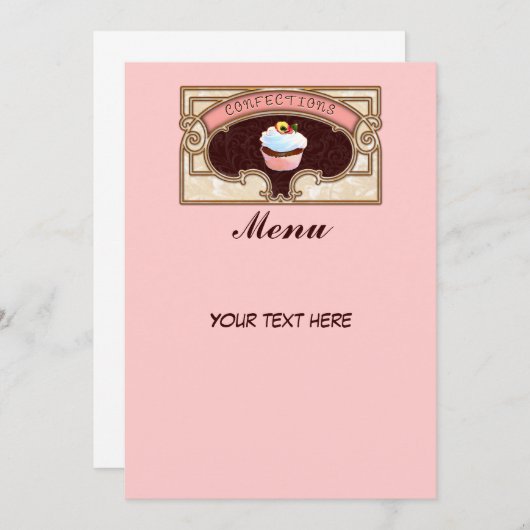 Menu Cupcake Confections Sign  Style (Voorkant / Achterkant)