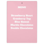 Menu CUPCAKE FACTORY Klembord (Achterkant)