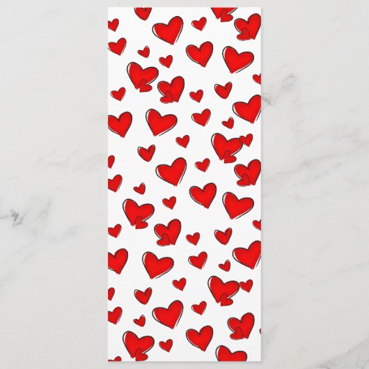 Menu Cute Red Hearts Valentijnsdag (Achterkant)