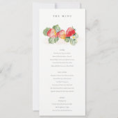 Menu Cute Red Strawberry Leafy Foliage Weddenschap Kaart (Voorkant)