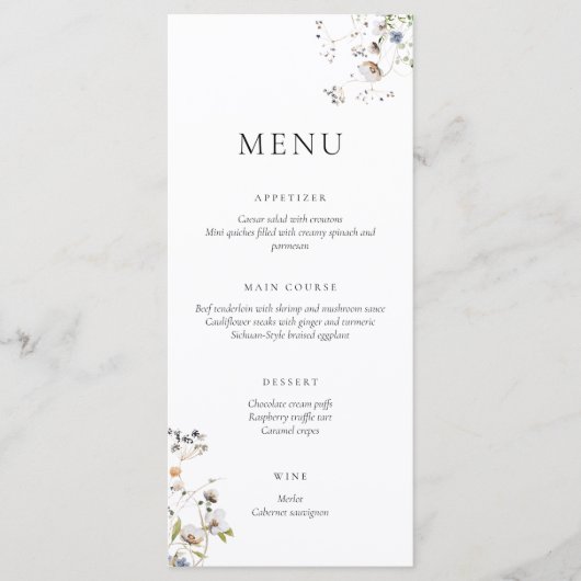 Menu Dainty Wildflower (Voorkant)