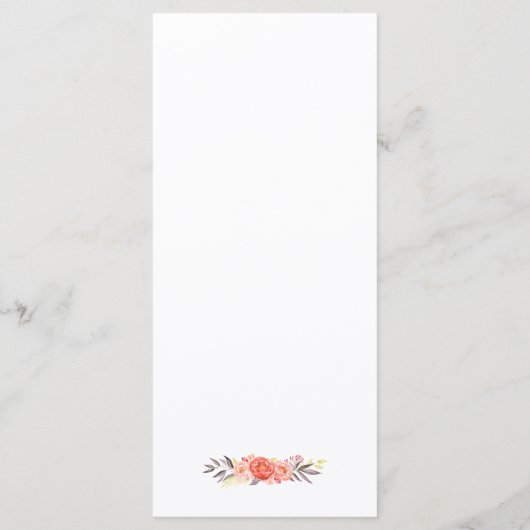 Menu Dall Wedding Rustic Coral Floral Gold Lijst (Achterkant)