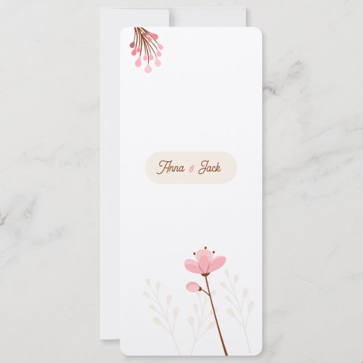 Menú de boda rosa y beige flores silvestres (Achterkant)