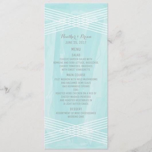 Menu Deco Wedding Waterverf Turquoise (Voorkant)