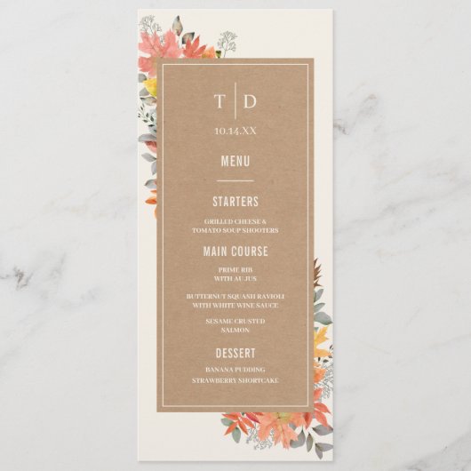 Menu Delicate Autumn Foliage Wedding (Voorkant)
