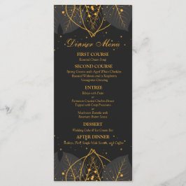Menu Delicate Gold Leaves Wedding