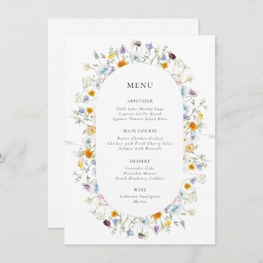 Menu Delicate Wildflower Lijst (Voorkant / Achterkant)