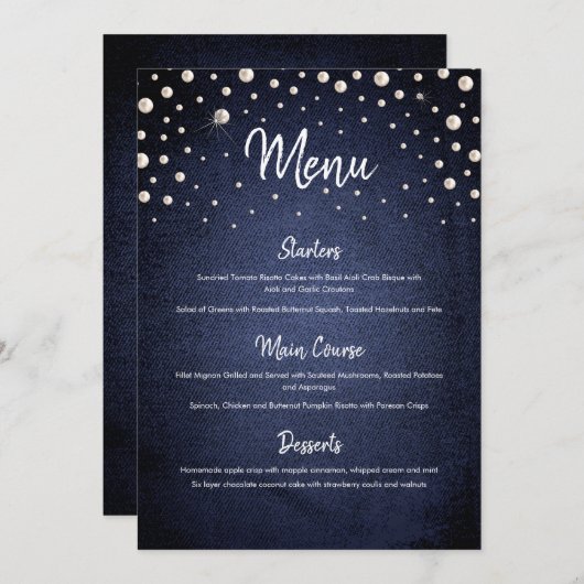 Menu Denim en Pearls (Voorkant / Achterkant)