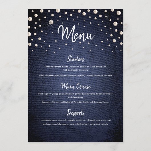 Menu Denim en Pearls (Voorkant)