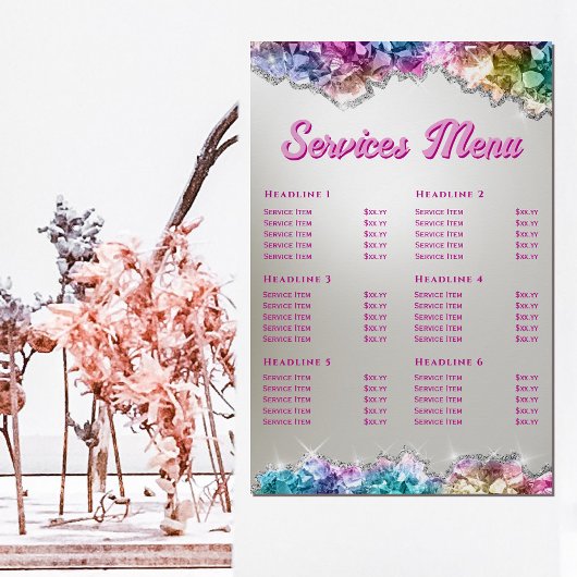 Menu Diensten voor iriserende kristallen Perfect Poster