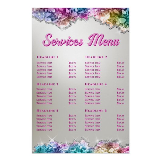 Menu Diensten voor iriserende kristallen Perfect Poster (Voorkant)