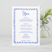 Menu Digitaal Frans Blue Wave Wedding Kaart (Staand voorkant)