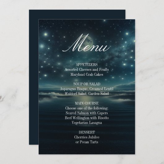 Menu Diner | Blue Moon Sterrennacht (Voorkant / Achterkant)