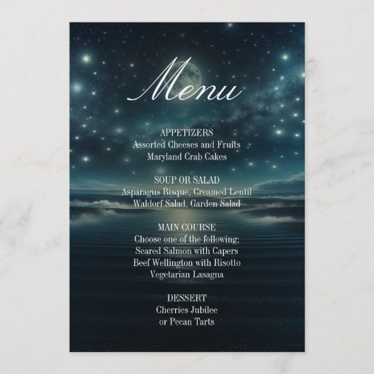 Menu Diner | Blue Moon Sterrennacht (Voorkant)