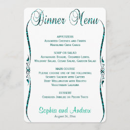 Menu Diner | Elegante Blauwgroen glitter
