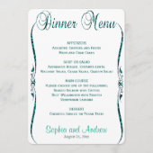 Menu Diner | Elegante Blauwgroen glitter (Voorkant)