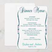 Menu Diner | Elegante Blauwgroen glitter (Voorkant / Achterkant)