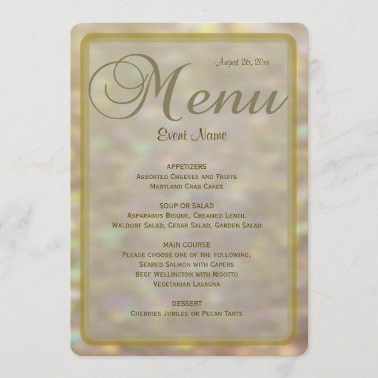 Menu Diner | Gold Bokeh Lights (Voorkant)