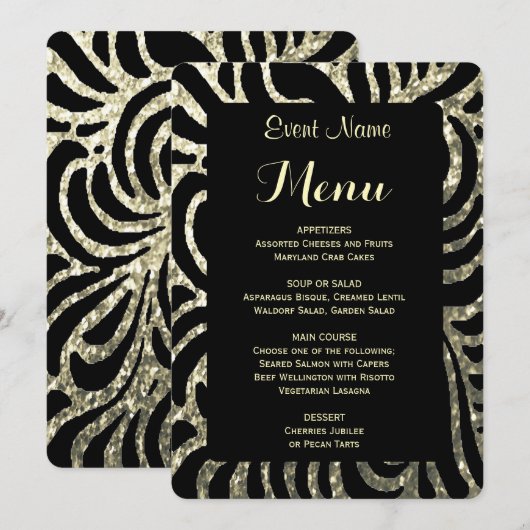 Menu Diner | Goud en zwart (Voorkant / Achterkant)