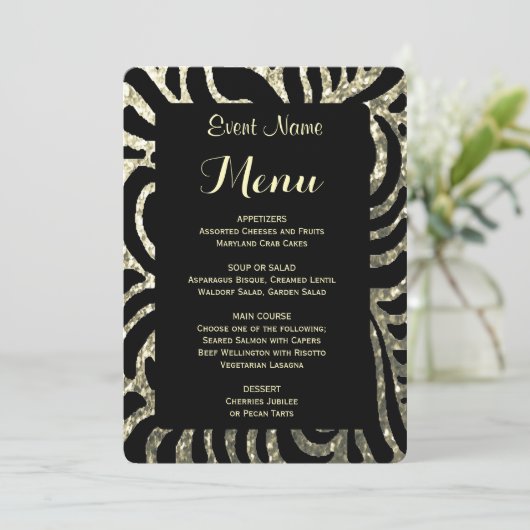 Menu Diner | Goud en zwart (Staand voorkant)