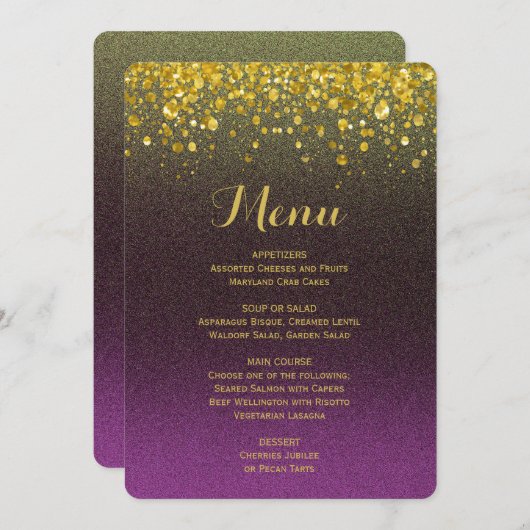 Menu Diner | Paarse en gouden (Voorkant / Achterkant)