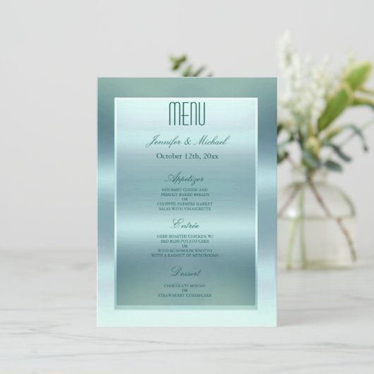 Menu Diner | Satijn Blauwgroen (Staand voorkant)