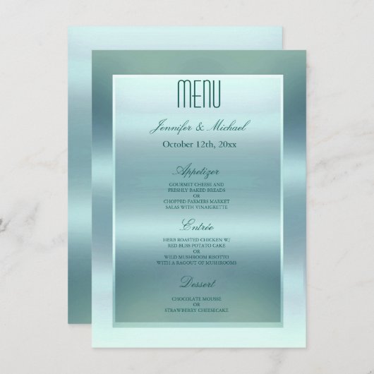 Menu Diner | Satijn Blauwgroen (Voorkant / Achterkant)