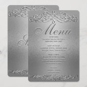 Menu Diner | Silver Shimmer Elegance (Voorkant / Achterkant)