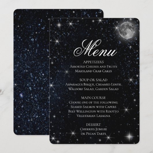 Menu Diner | STERRENNACHT (Voorkant / Achterkant)