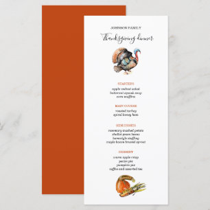 menu diner Thanksgiving Wild Turkije