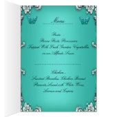 Menu Dinerkaart Zilver Teal Blauwe Vlinder (Binnen (Rechts))