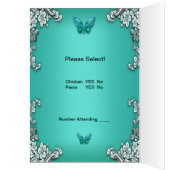 Menu Dinerkaart Zilver Teal Blauwe Vlinder (Binnen (Links))
