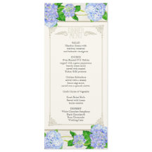 Menu Dinner - Blue Hydrangea Lace Floral Formal
